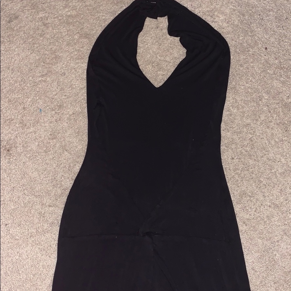 Fitted Black Open Back Dress